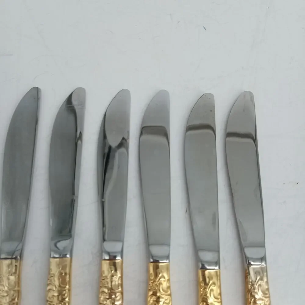9X BK Cambridge Gold Royal Fashion Butter Dinner Knives Flatware
